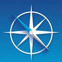 RISE National logo with blue background and illustration of a compass