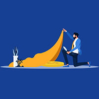illustration of man with magnifying glass lifting a blanket for find hidden money