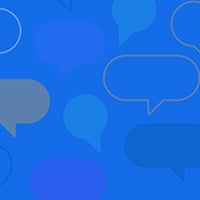 chat bubbles on top of a blue background