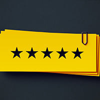 Photograph of 5 stars indicating a rating