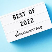 Best of 2022 graphic with NantHealth Blog Logo and baby blue background