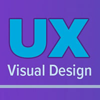 UX Visual Design graphic in blue and purple